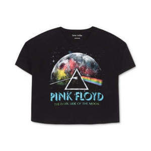 Trendy Plus Size Pink Floyd Cotton Cropped T-Shirt Black 2X